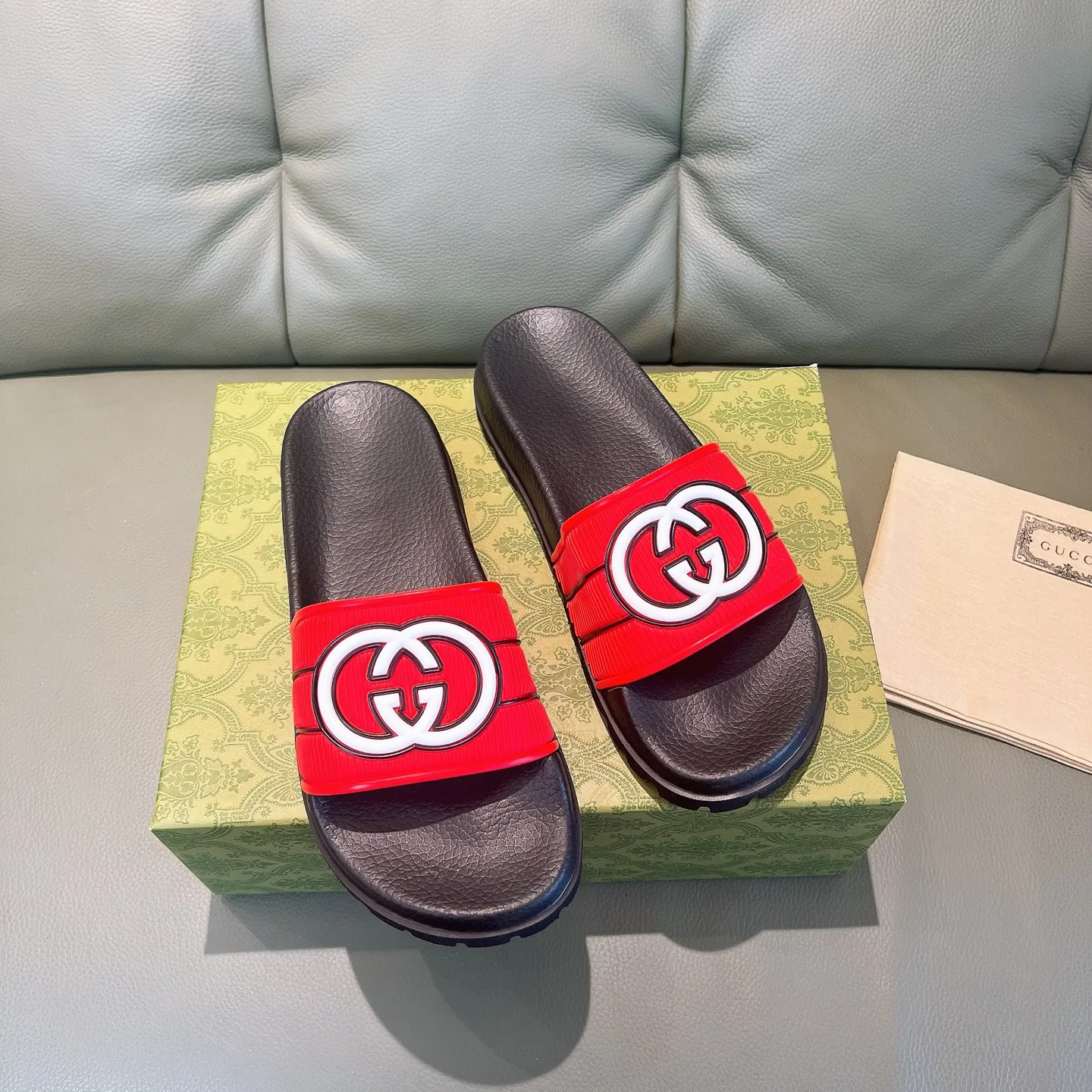 Men's Men's Shoes 130🐮🐮Gucci Gucci Slippers Gucci 2024 latest beach sandals slippers Original molding double G LOGO Original molding consistent Outsole: Men's Men's Shoes u double-layer outsole Size: 35-46